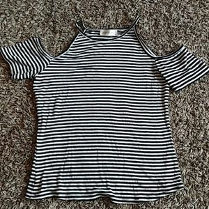 Stripped T-Shirt with shoulder cut outs